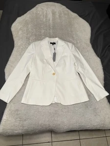 New Talbots White Blazer Jacket Size 8P Petite Grace Fit NWT Business Casual - Picture 1 of 10