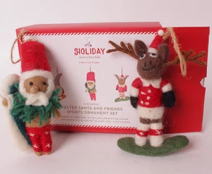 s/2 Pottery Barn Kids Felted Santa & friends ornament set, surf & snowboard - Picture 1 of 1