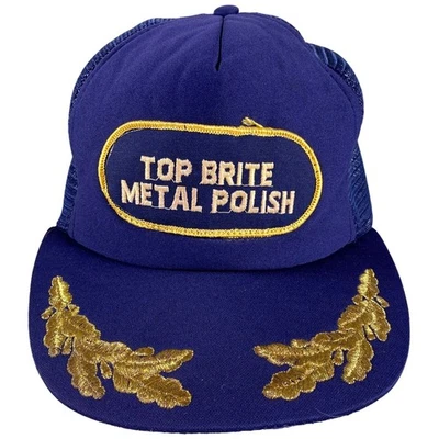 De Colección Top Brite Metal Pulido Sombrero Parche Hoja Dorada Camionero Malla Snapback Gorra Azul Foto 1 de 4