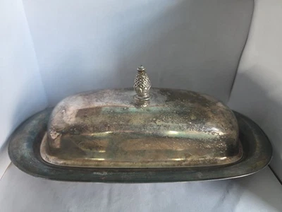 W.M. Plato de mantequilla plateado Rogers vintage dos tonos MCM Foto 1 de 3
