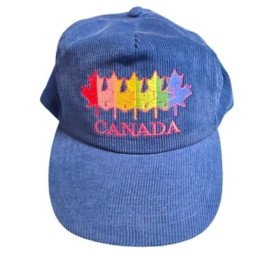 Gorra de béisbol vintage años 90 Canadá pana arco iris hoja de arce Snapback azul Foto 1 de 4