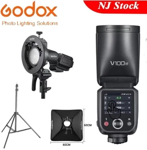 Flash inalámbrico Godox V100N 100WS TTL HSS Speedlight 2.4G con kit de trípode Softbox - Imagen 1 de 23