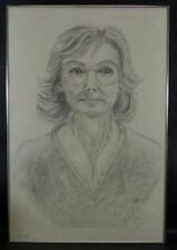 (B815) Bleistiftzeichnung "Portrait einer jungen Frau" unleserlich signiert 1986