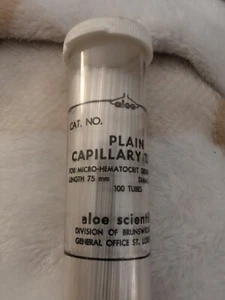 Aloe Labs Capillary Tubes Blue End Plain 75mm Diam 1.3-1.5 mm Approx of 100 - Picture 1 of 2