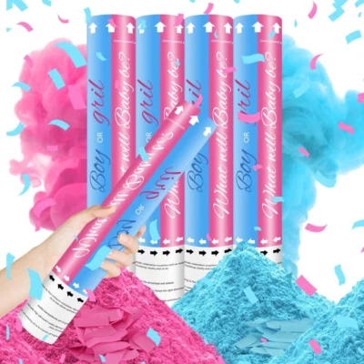 Confetti Cannon Gender Reveal 12 Inch Powder Confetti Poppers for Boy or Girl Se - Image 1 of 4