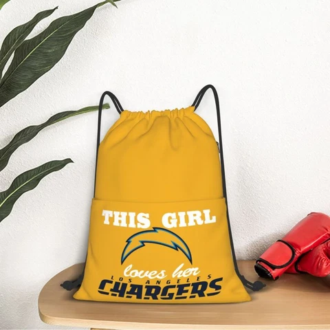 This Girl Loves Her San Diego Chargers Drawstring Backpack Waterproof & Light Cover