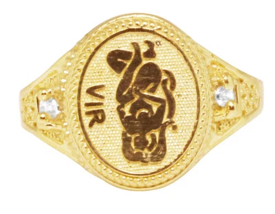 Anillo Pinky Diseñador Astrología Zodiaco Símbolo Virgo Oro Amarillo 10K Real Para Hombre Foto 1 de 3