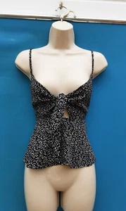 CROP TOP,BLACK DITSY FLORAL,GYPSY,BOHO,HIPPIE,60S,70S,80S VINTAGE LOOK,SIZE 16 - Picture 1 of 5