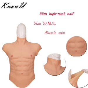 KnowU Silikon Fake Brustmuskel Slim hochgeschlossen Muskelanzug für Crossdresser - Bild 1 von 24