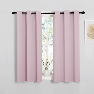 2 PCS Baby Pink 45"L x 34"W Solid Grommet Darkening Curtains For Bedroom - Picture 1 of 8