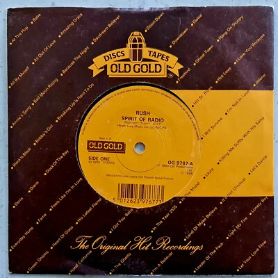 Rush (e) Spirit Of Radio / Closer To The Heart - Excellent Condition Reissue 7" - Image 1 of 2