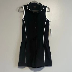 Kinona Black White Sleeveless Collared Athletic Golf Romper NEW - Picture 1 of 5