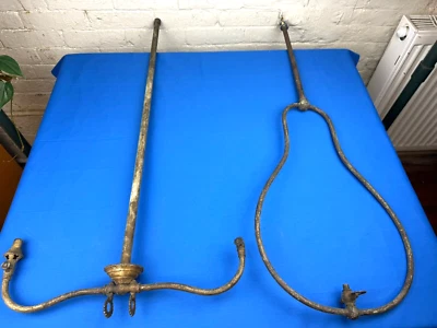 2 C.1890 Gas Light Fixtures, Brass & Iron Parts, Victorian Lighting Hardware - Image 1 of 4