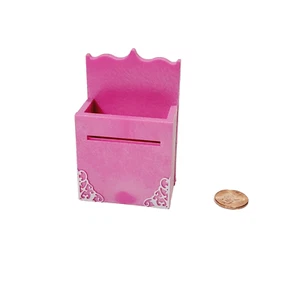 Doll House Mailbox Letter Holder Pink Wooden Miniature Mini Dollhouse Accessory - Picture 1 of 8
