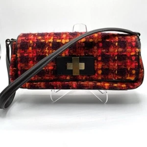 Donald J. Pliner Orange Multi-Color Tweed Turnlock Mini Flap Shoulder Bag - Picture 1 of 10