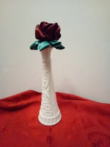 2 Pack Vintage White Milk Glass 9 inch Stars and Bars Flower Bud Vase EUC - Picture 1 of 3