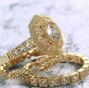 Isabelle Bridal Set - Solid Brass - 3 Ring Set - Picture 1 of 12