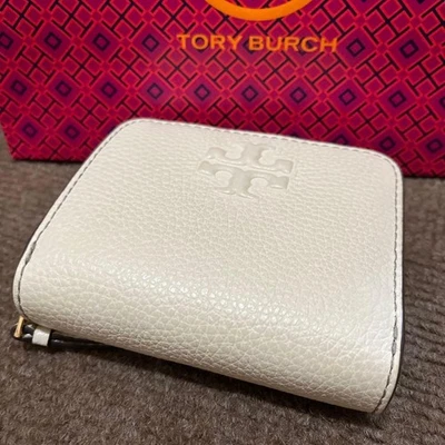 Cartera TORY BURCH de cuero blanco con cremallera plegable usada Japón Foto 1 de 4