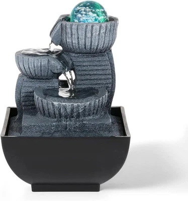Dyna-Living Fuente de Agua de Mesa Interior Relajante Feng Shui Cascada con Luz Foto 1 de 4
