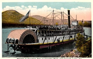 Postcard Steamer on Excursion Trip up Columbia River Near Cascade Locks, Oregon - Picture 1 of 2
