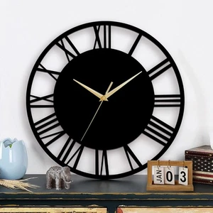 Large Skeleton Metal Roman Wall Clocks Big Numerals Giant Open Round Face UK - Picture 1 of 7
