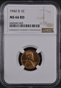 Lincoln Wheat 1942-D 1C RD un centavo NGC MS66RD 6545547-023 - Imagen 1 de 2