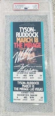 Rare Mike Tyson Vs Ruddock Dual SIGNED AUTOGRAPHED Ticket GEM 10 PSA/DNA POP 3 - Image 1 of 4