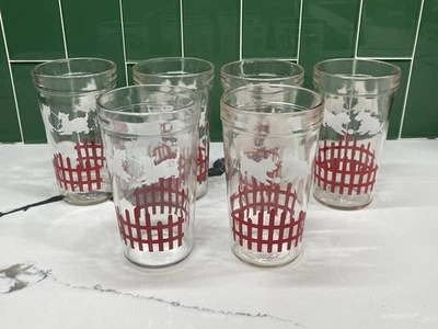Juego De 6 Vasos De Colección MCM Federal Vidrio Blanco Scottie Perro, Difíciles De Encontrar RARO Foto 1 de 4
