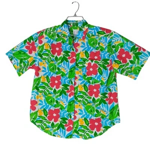 Vintage Hasting & Smith Button Down Shirt Size 12 Green & Red Floral Print - Picture 1 of 6