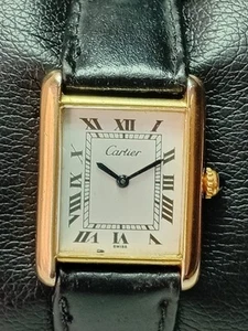 MENS Must de CARTIER Paris TANK MANUAL WIND ROMANS NUNBERS SWISS MADE - Picture 1 of 10