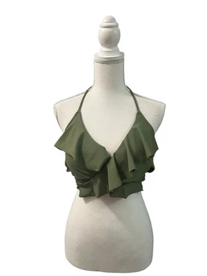 Nuevo con etiquetas Bikini Aerie Scoop Top de Natación Verde Oliva Envolvente Alrededor Corbata Atrás XL Foto 1 de 4