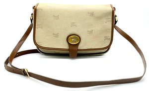 Authentic Burberry Horse Flap PVC Leather Beige Brown Shoulder Bag NS071661 - Picture 1 of 22