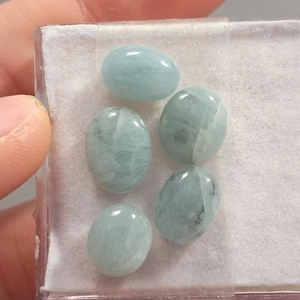 20.15 Carat Aquamarine x 5 Oval Polished Cabochon loose gemstone 11x9mm Eo-1224 - Picture 1 of 6