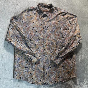 Tori Richards Sz XL Honolulu Button Down Geometric Long Sleeve Cotton Lawn USA - Picture 1 of 10