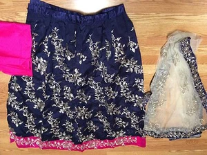 LEHENGA CHOLI SET LEHNGA SKIRT ART SILK INDIA -NEW-3 PC-EMBROIDERY-USA SELLER - Picture 1 of 11