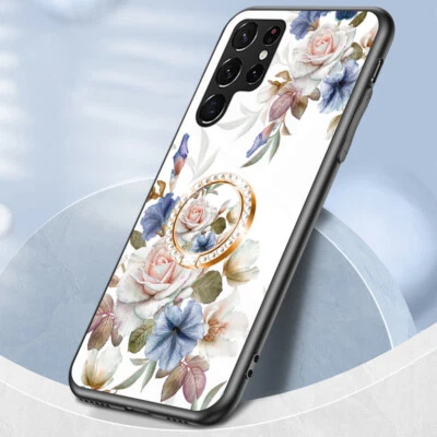 Capa floral com anel de diamante para Samsung Galaxy S25 Ultra S24 S23 S22 S21 S20FE - Imagem 1 de 4