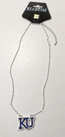 Kansas Jayhawks KU Basketball Necklace With Pendant Seasons Jewelry Rhinestone Cover