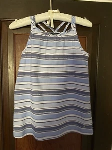 Nautica Girls Blue Stripe Top w Spaghetti Straps, Size 12 - Picture 1 of 4