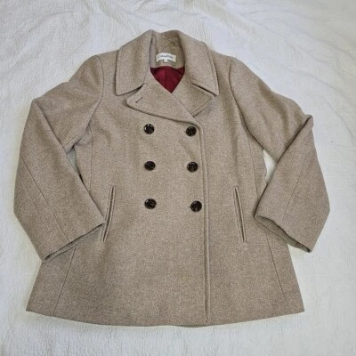 Calvin Klein Womens Wool Blend Pea Coat Tan Camel Size 14 New w/o Tags - Image 1 of 4