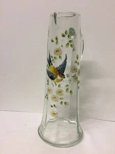 Jarra de vino de vaso soplado grande con pájaro y flores esmaltadas ~ Alemania ~ WN47 - Imagen 1 de 12