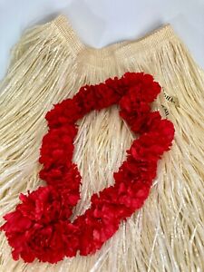 Hawaii Cellophane Grass Hula Skirt 28 x 30 Adult Red Aloha Lei Souvenir Costume