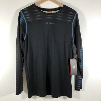 Spyder Havoc Long Sleeve Tech T-Shirt Black Blue Boy’s 2XL XXL - Imagem 1 de 4