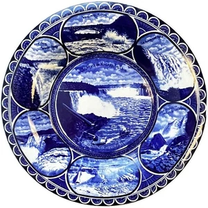 Antique Niagara Falls Rowland Marsellus Blue Staffordshire Transferware Plate - Picture 1 of 6