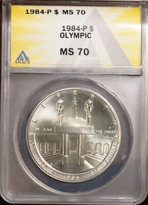 1984-P  $1 Silver Olympic Dollar MS 70 ANACS # 7472374 + Bonus Perfect Coin - Picture 1 of 2