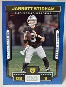 2023 Score Artist's Proof Blue Jarrett Stidham Parallel 19/35 Raiders QB - Picture 1 of 3