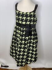 Justice Girls Black Green Houndstooth Dress Size 12 Bubble Hem NWT