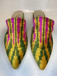SUZANI ART Velvet Ikat Mules Hausschuhe Schuhe Damen Größe 39 EU / 8 1/2 US Türkei - Bild 1 von 7
