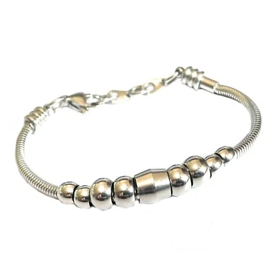 Bracciale catena snake tonda in acciaio inox da uomo donna braccialetto argento - Immagine 1 di 4