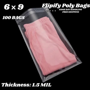 100 6x9 1.5 Mil Bags Self Seal Resealable Clear Poly Plastic Opp Bag Lip & Tape - Picture 1 of 3
