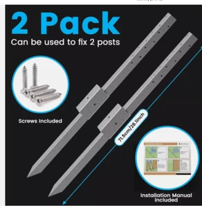 2PCS 27.5" Heavy Duty Garden Steel Fence Post Repair Stake Anchor Ground Spike - Picture 1 of 8
